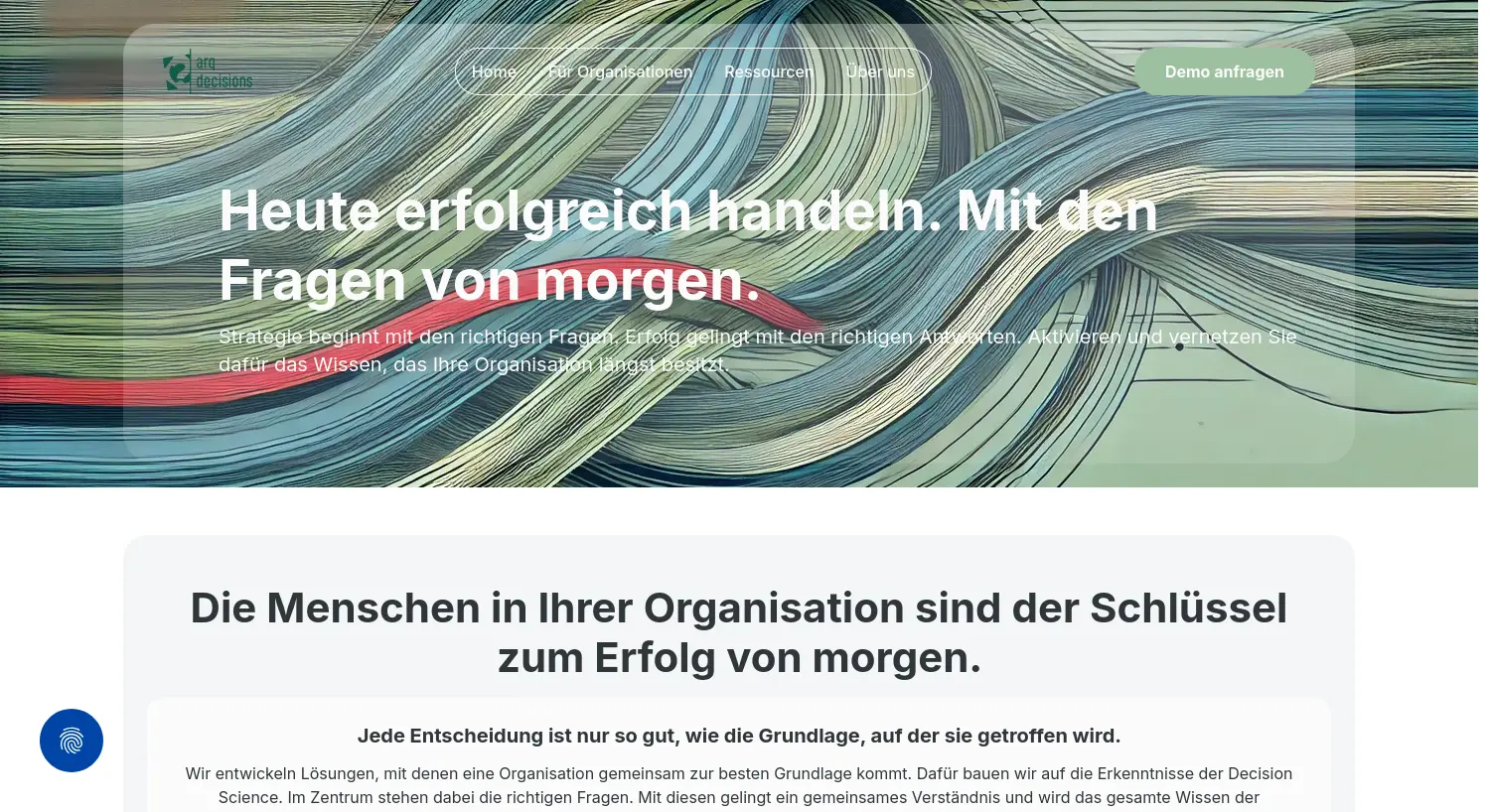 Website-Screenshot von arq decisions