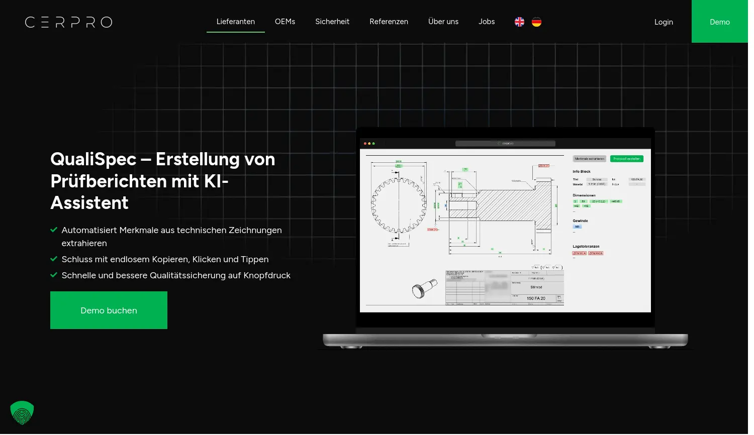 Website-Screenshot von CERPRO