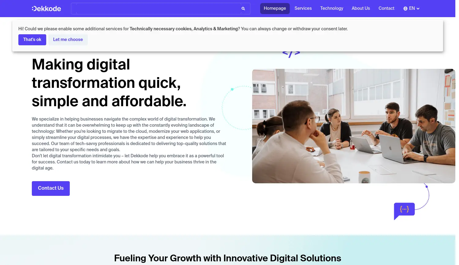 Website-Screenshot von Dekkode