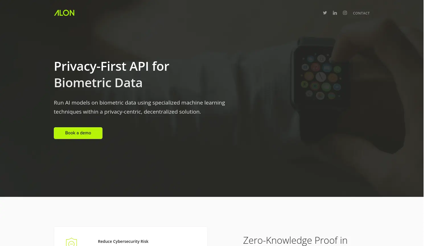 Website-Screenshot von Alon