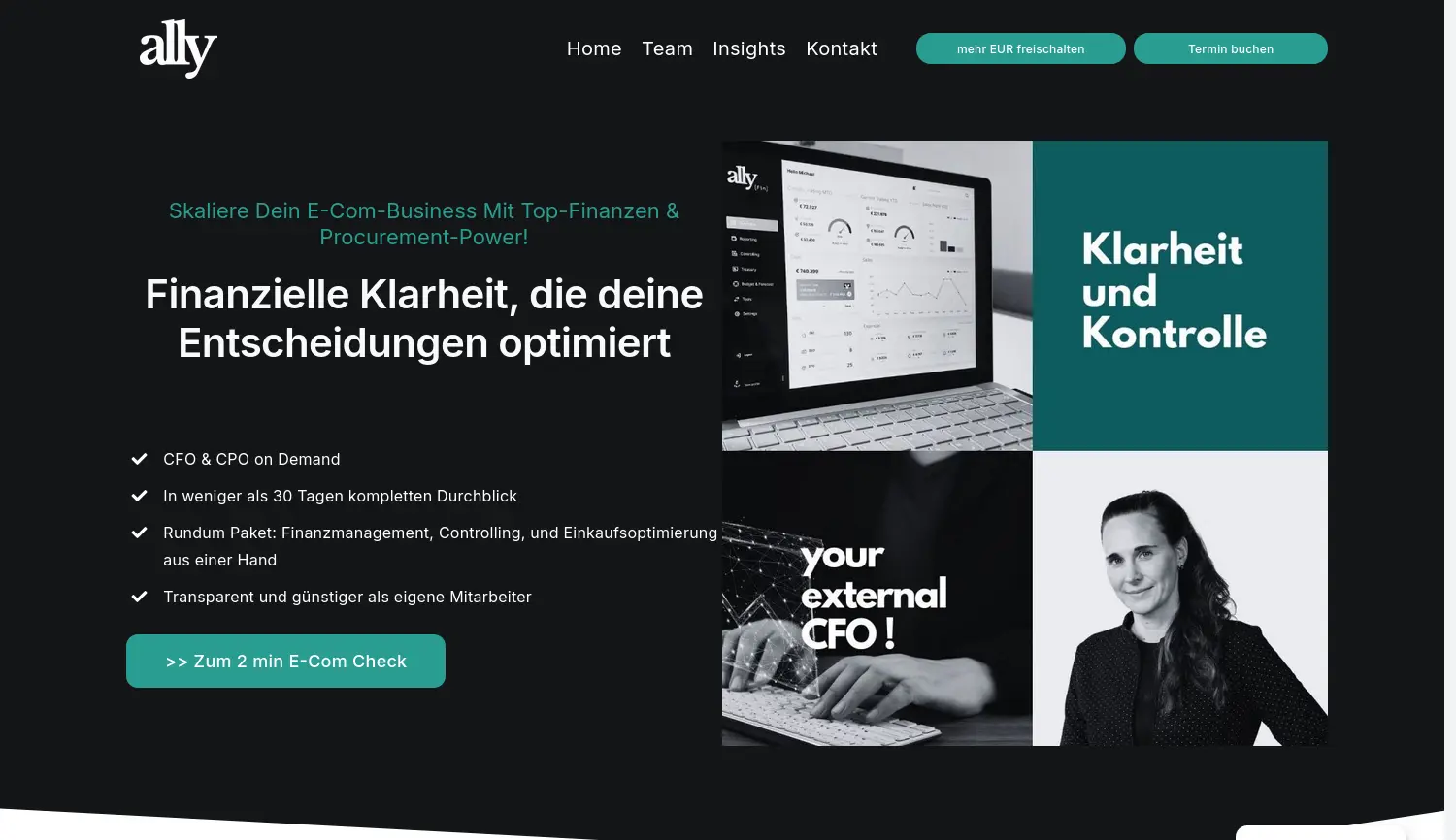 Website-Screenshot von ally bc
