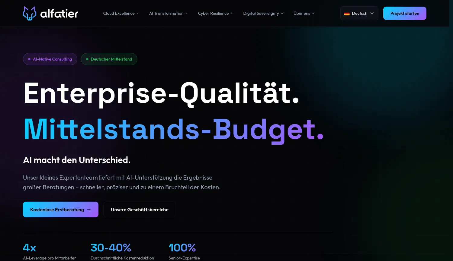 Website-Screenshot von alfatier