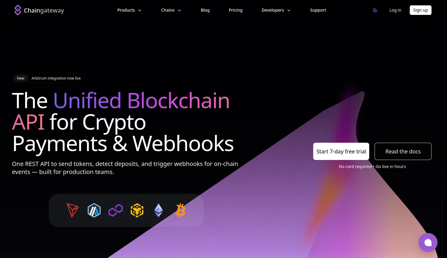 Website-Screenshot von Chaingateway