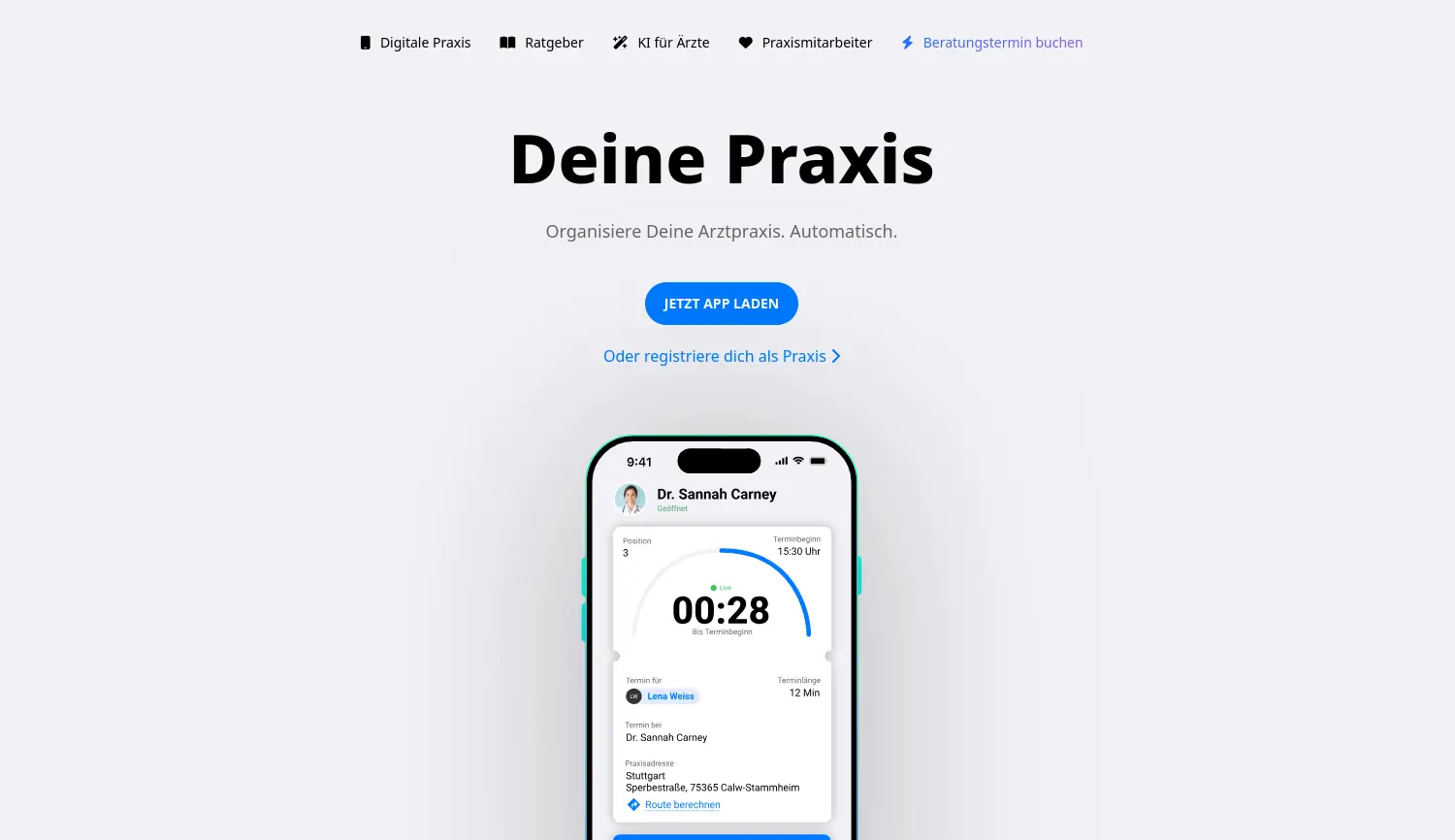 Website-Screenshot von Dr.wait