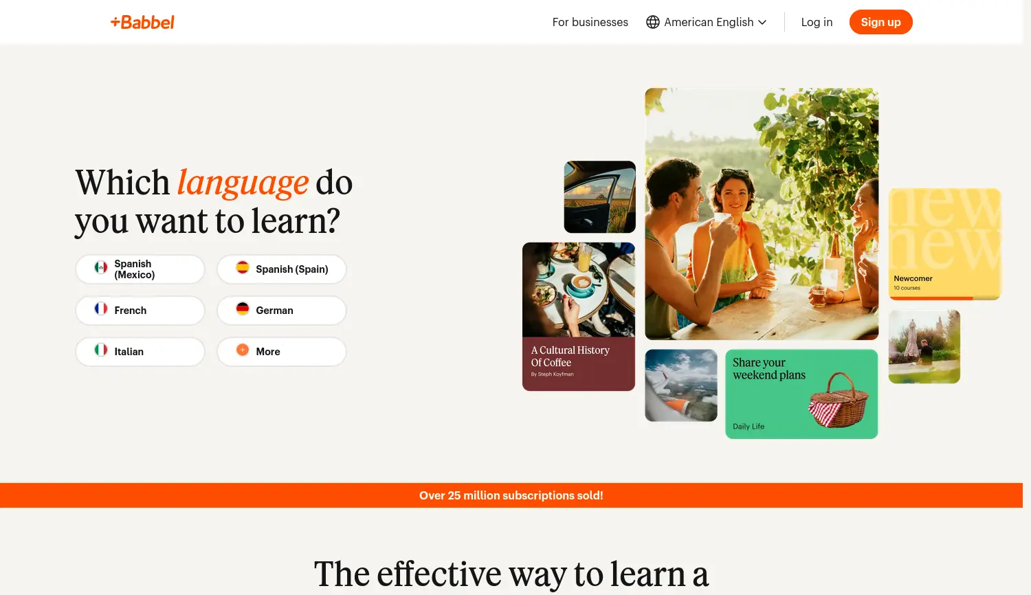 Website-Screenshot von Babbel