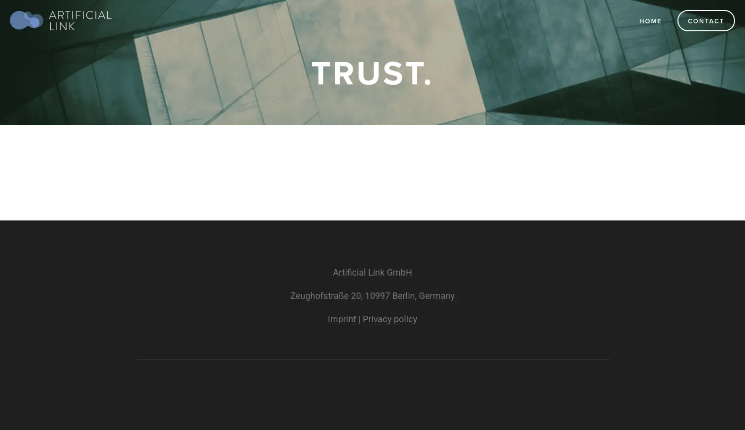 Website-Screenshot von Artificial Link