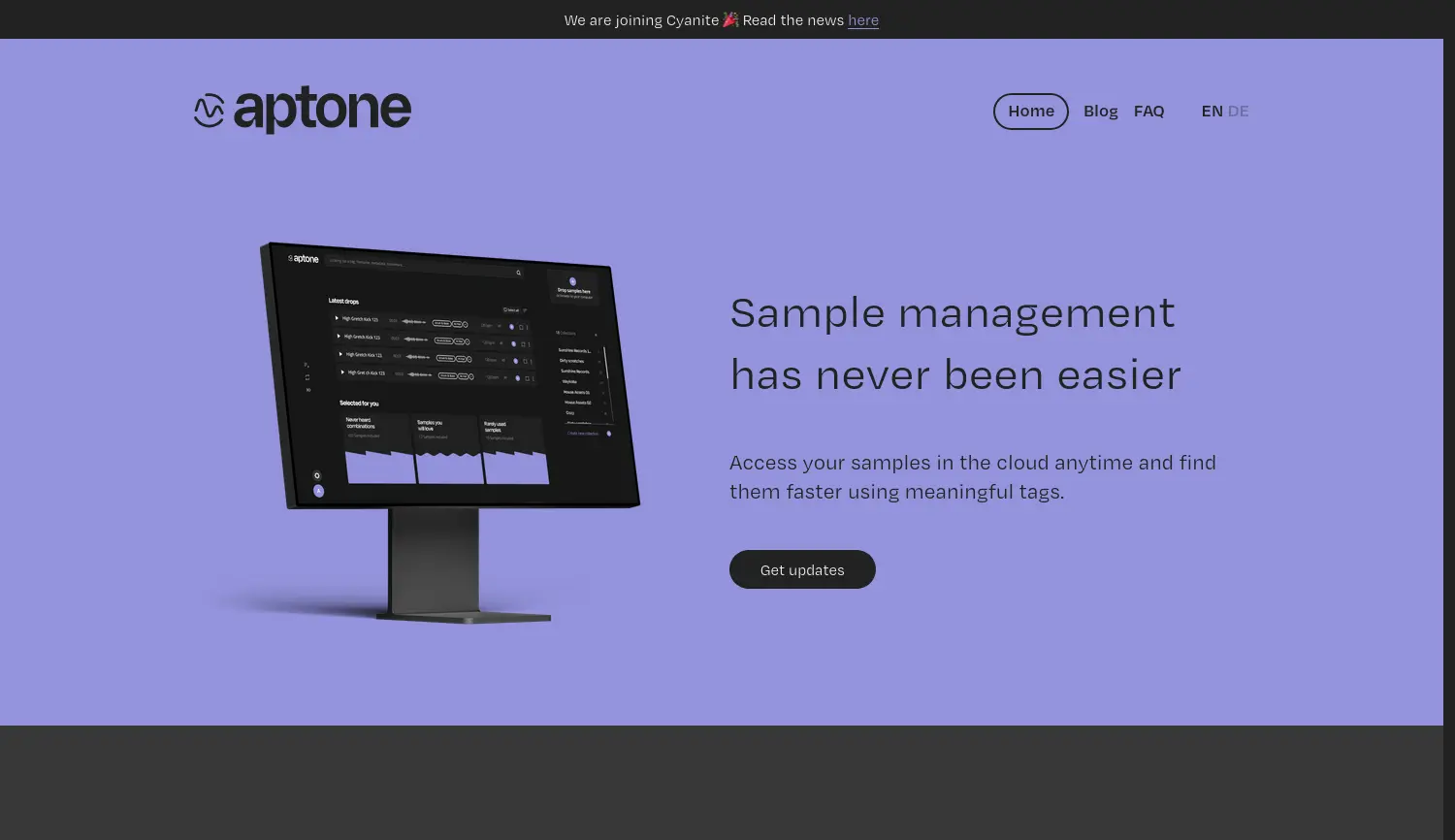 Website-Screenshot von aptone