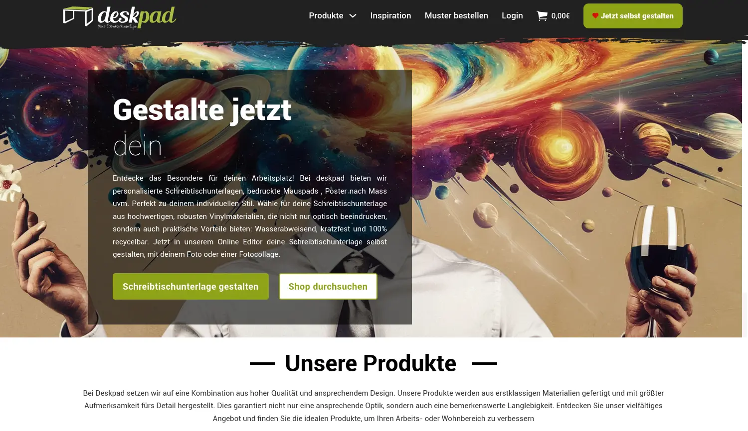 Website-Screenshot von deskpad