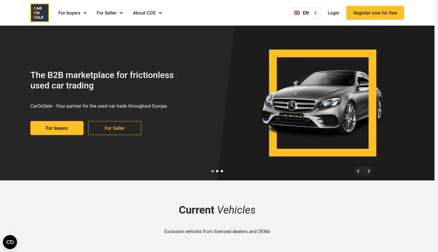 Website-Screenshot von CarOnSale