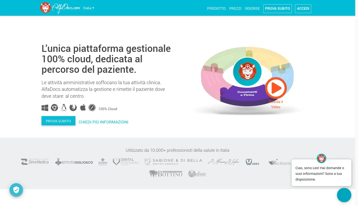 Website-Screenshot von AlfaDocs