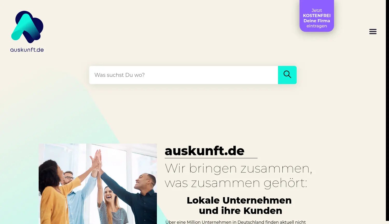 Website-Screenshot von auskunft.de