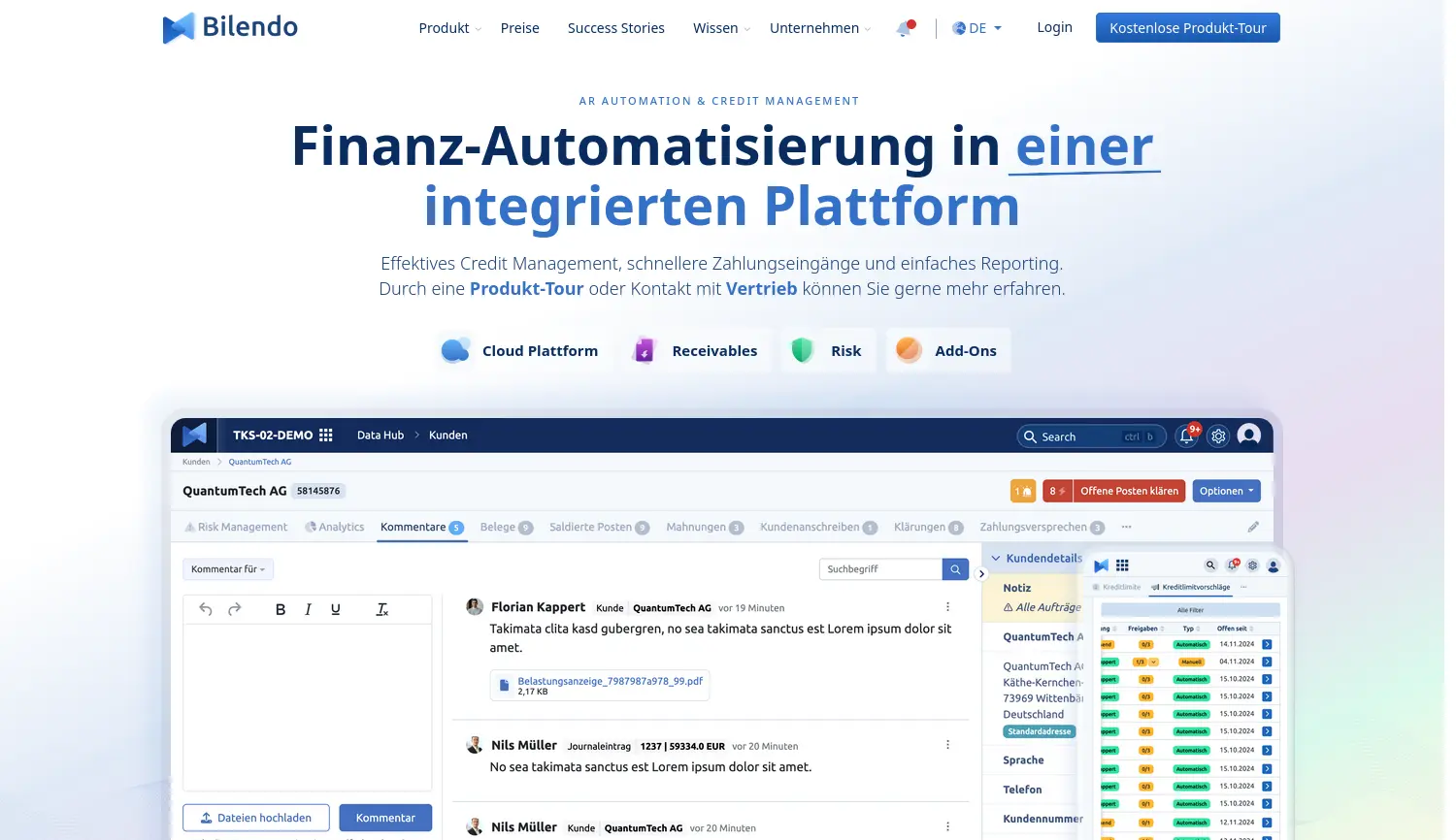 Website-Screenshot von Bilendo