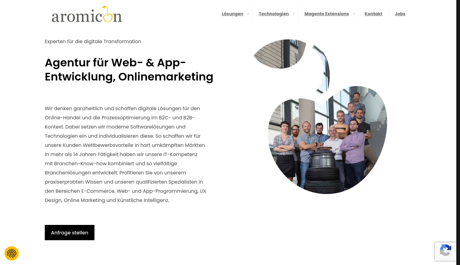 Website-Screenshot von aromicon