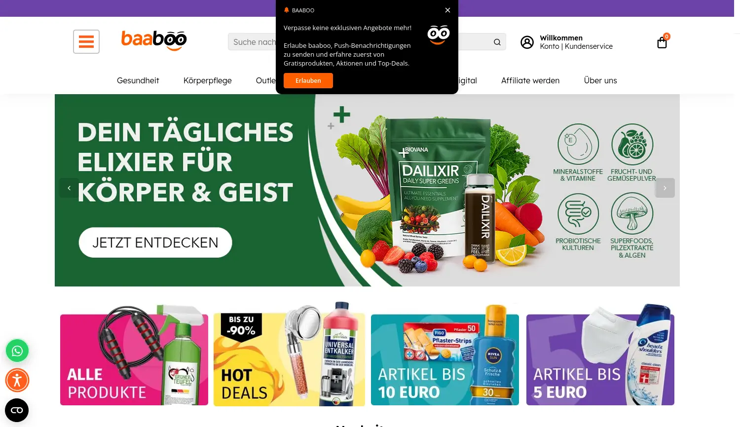 Website-Screenshot von baaboo