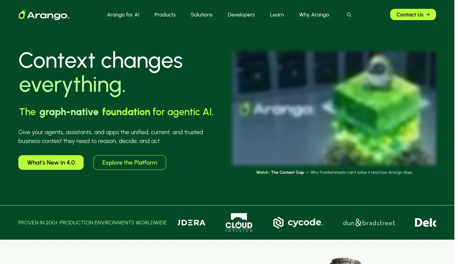 Website-Screenshot von ArangoDB