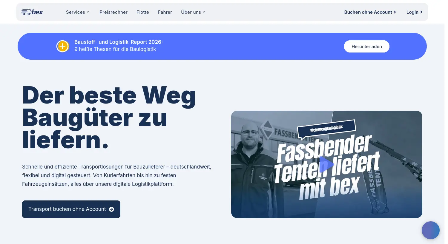 Website-Screenshot von bex technologies