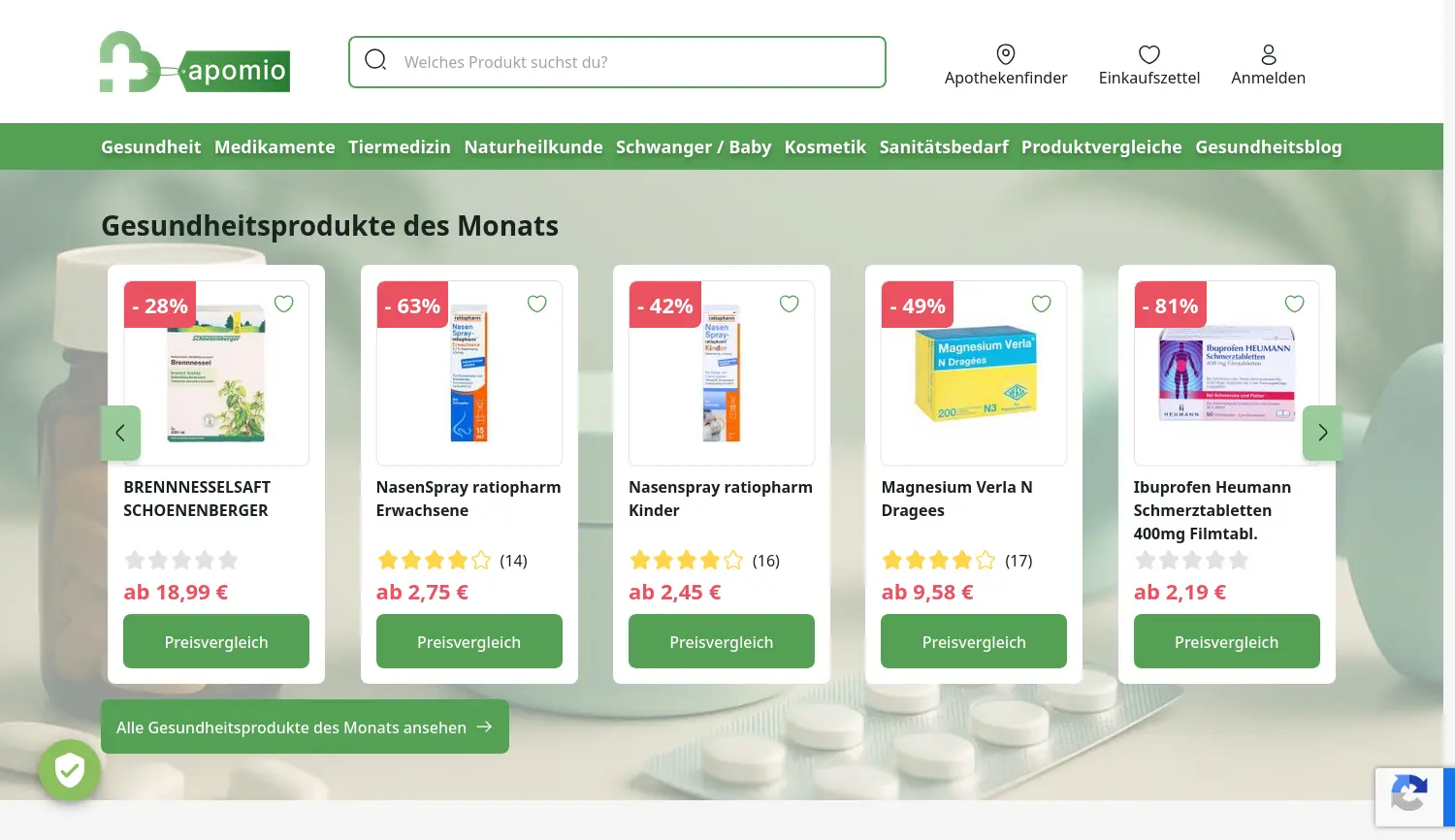 Website-Screenshot von apomio