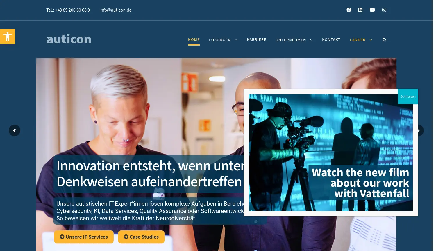 Website-Screenshot von auticon