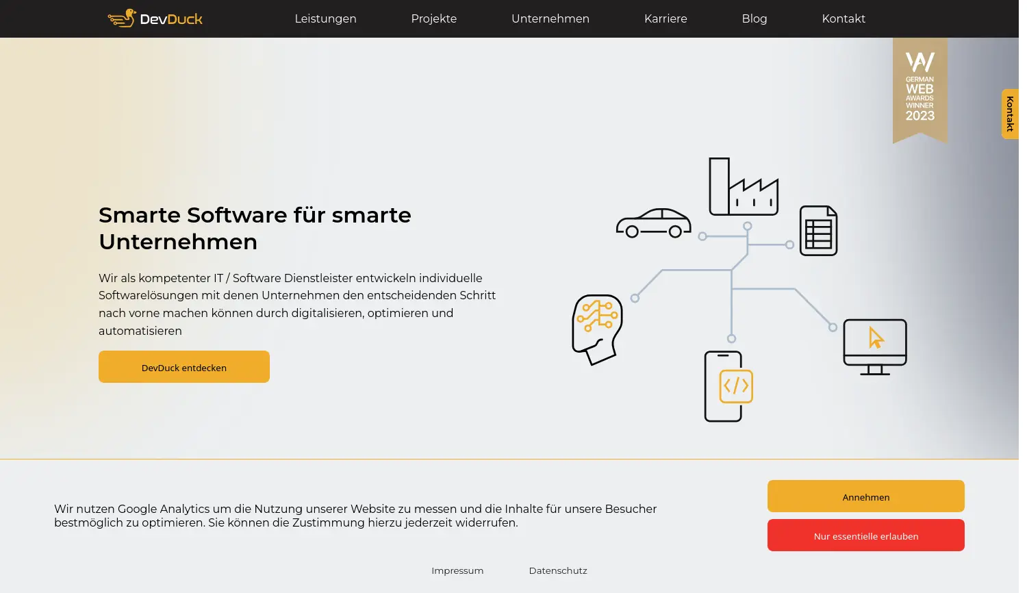 Website-Screenshot von DevDuck