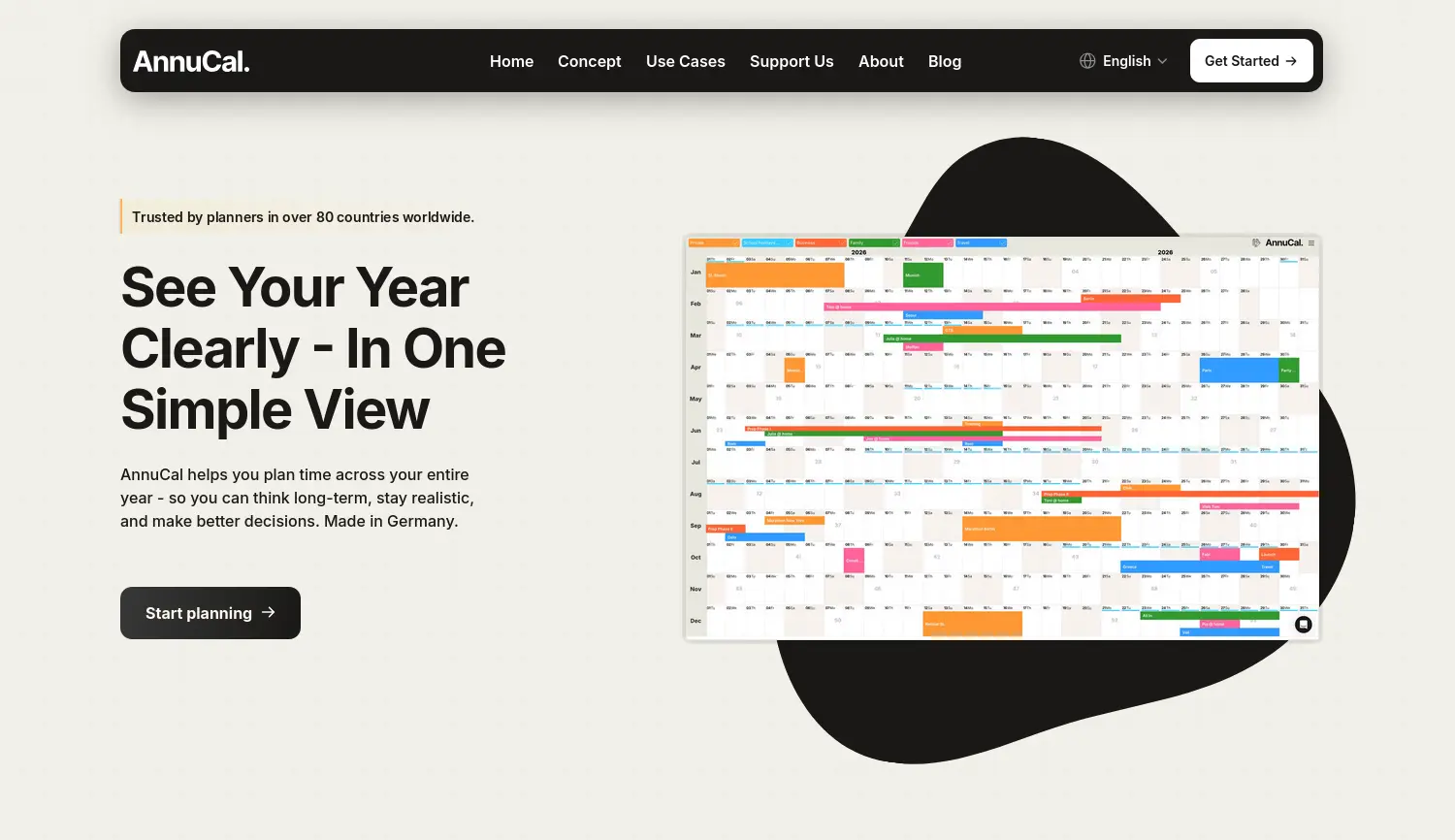 Website-Screenshot von AnnuCal