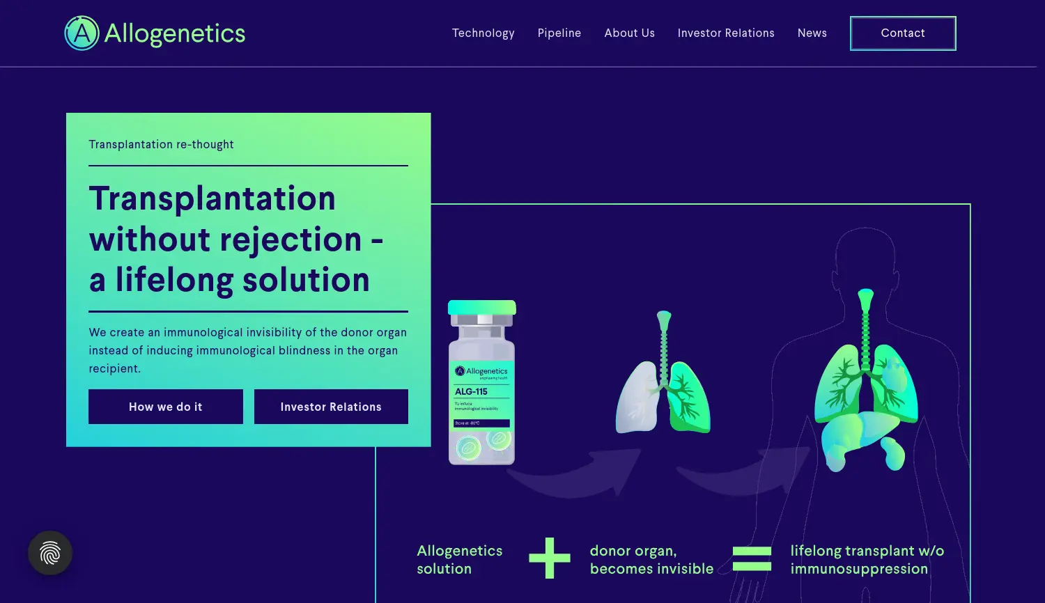 Website-Screenshot von Allogenetics