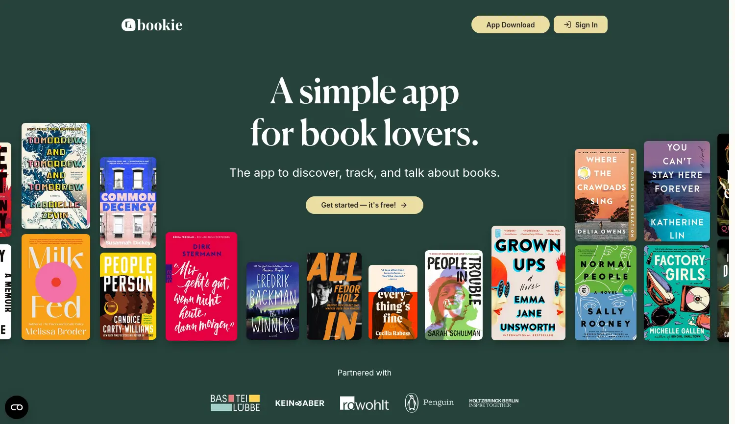 Website-Screenshot von bookie