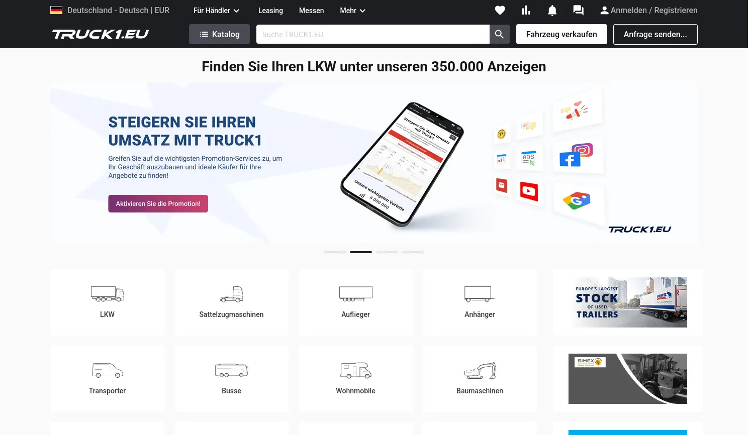 Website-Screenshot von Alle-lkw.de