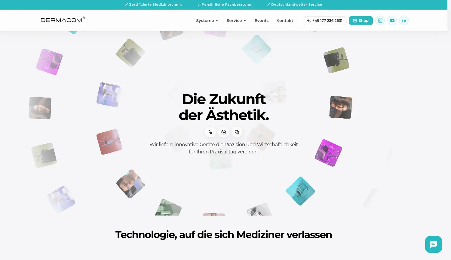 Website-Screenshot von Dermacom