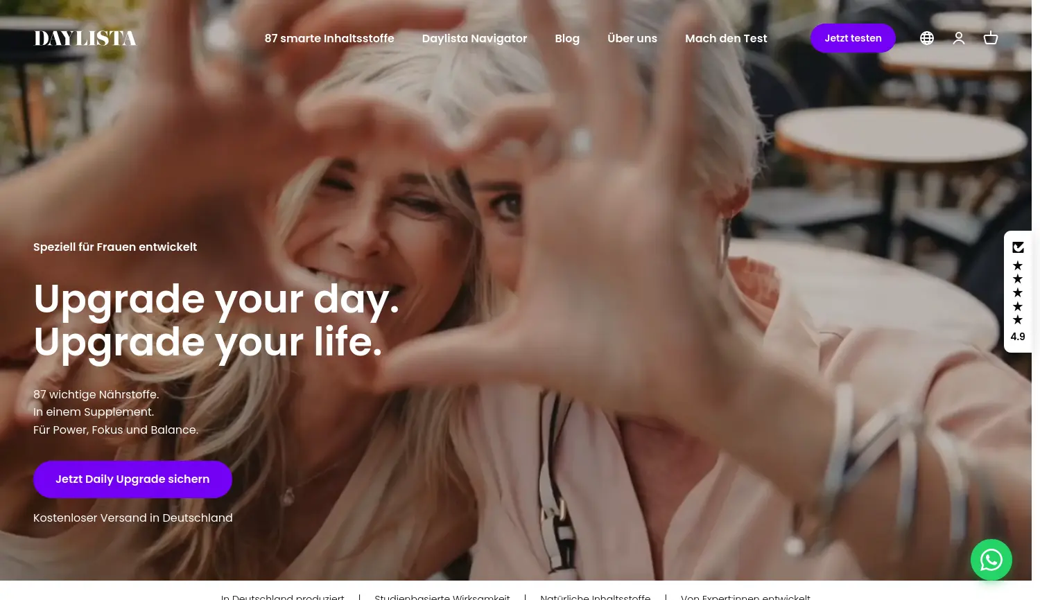 Website-Screenshot von Daylista
