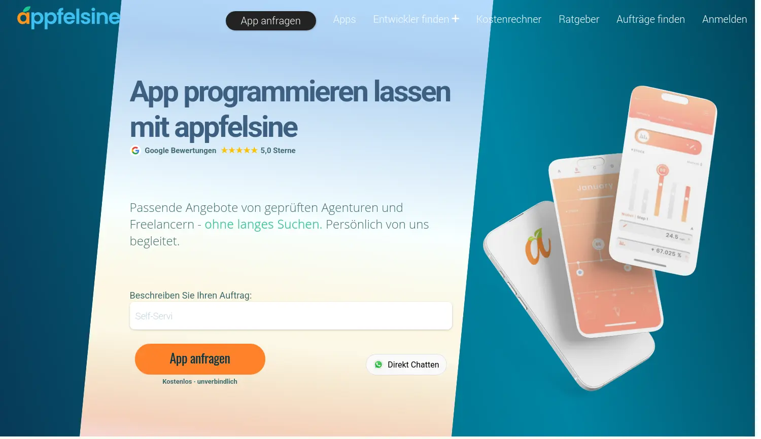 Website-Screenshot von Appfelsine