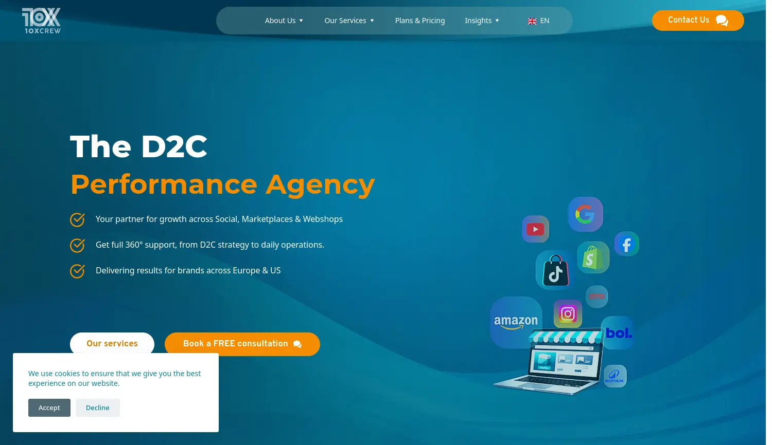 Website-Screenshot von 10XCREW
