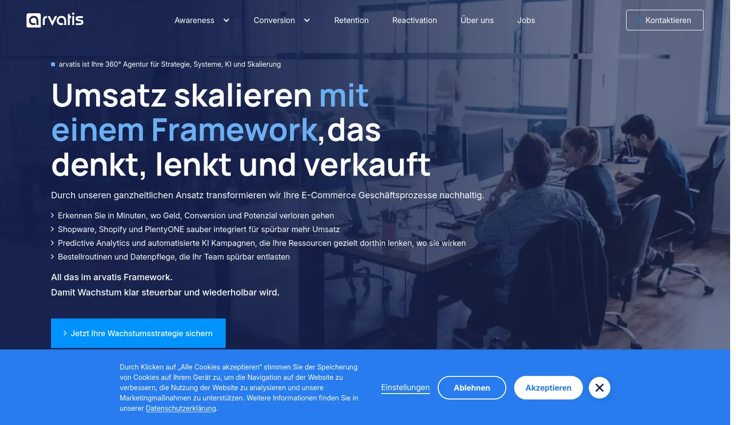 Website-Screenshot von arvatis