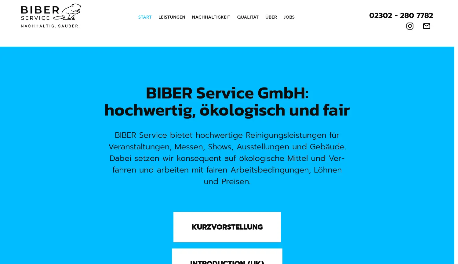 Website-Screenshot von BIBER Service