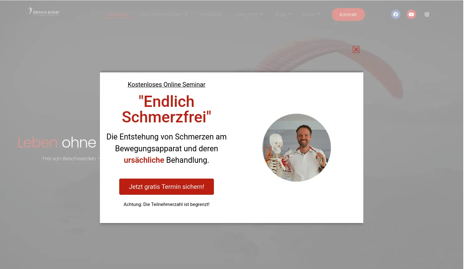 Website-Screenshot von Dennis Eitner Schmerztherapie und Bewegungslehre