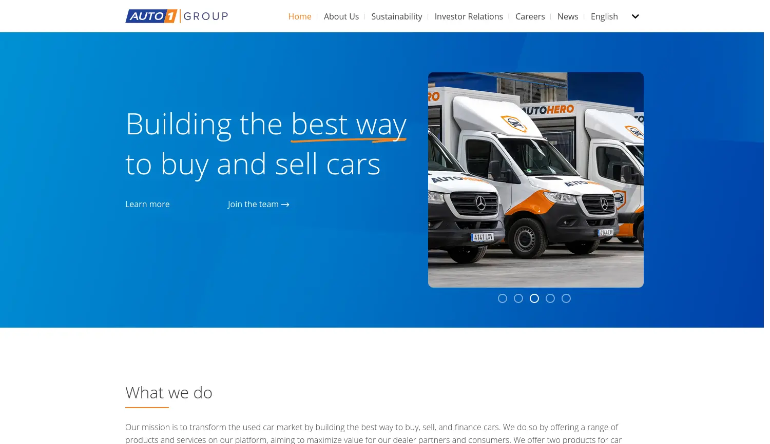 Website-Screenshot von AUTO1 Group