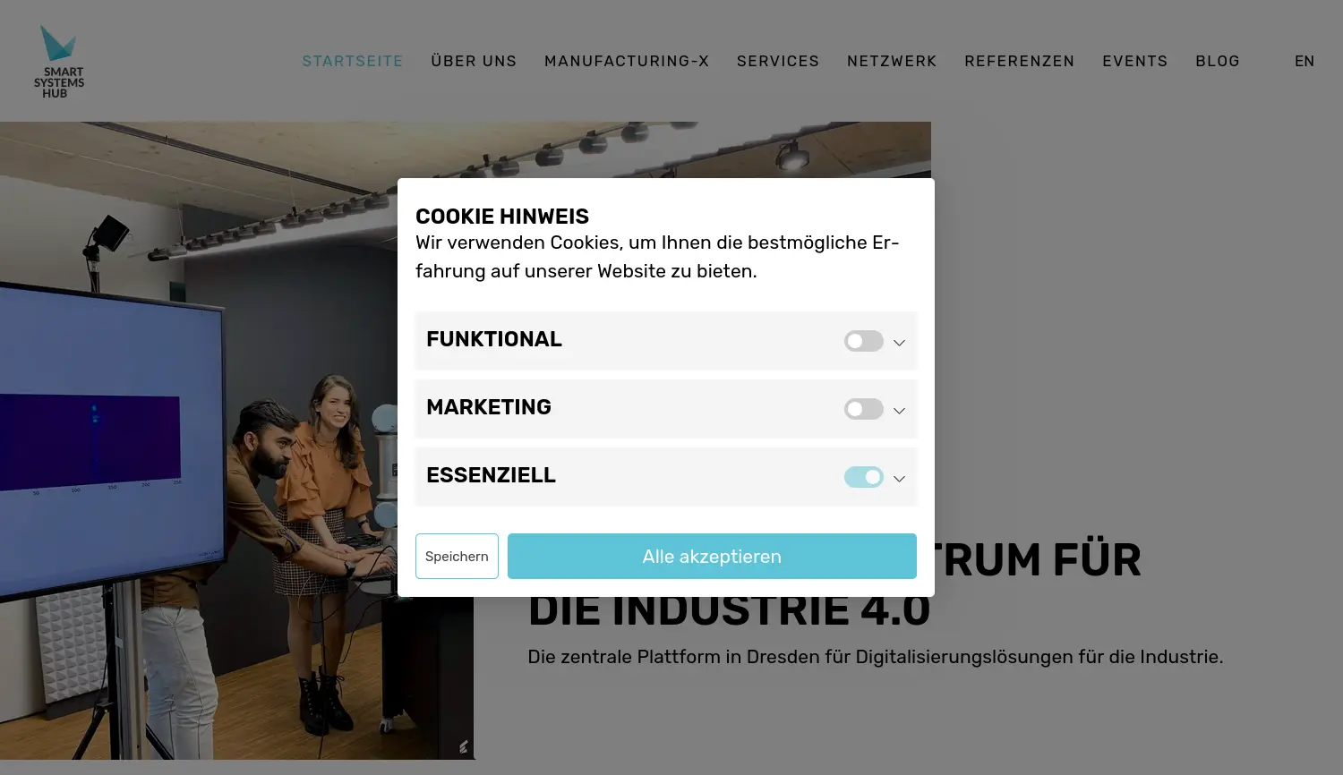 Website-Screenshot von Smart Systems Hub