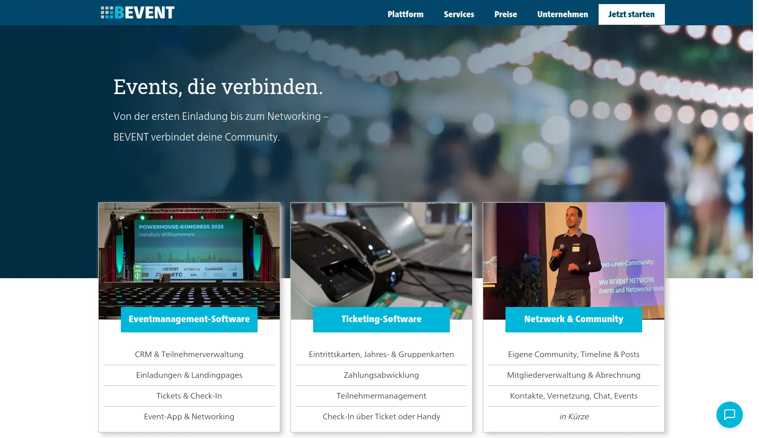 Website-Screenshot von BEVENT