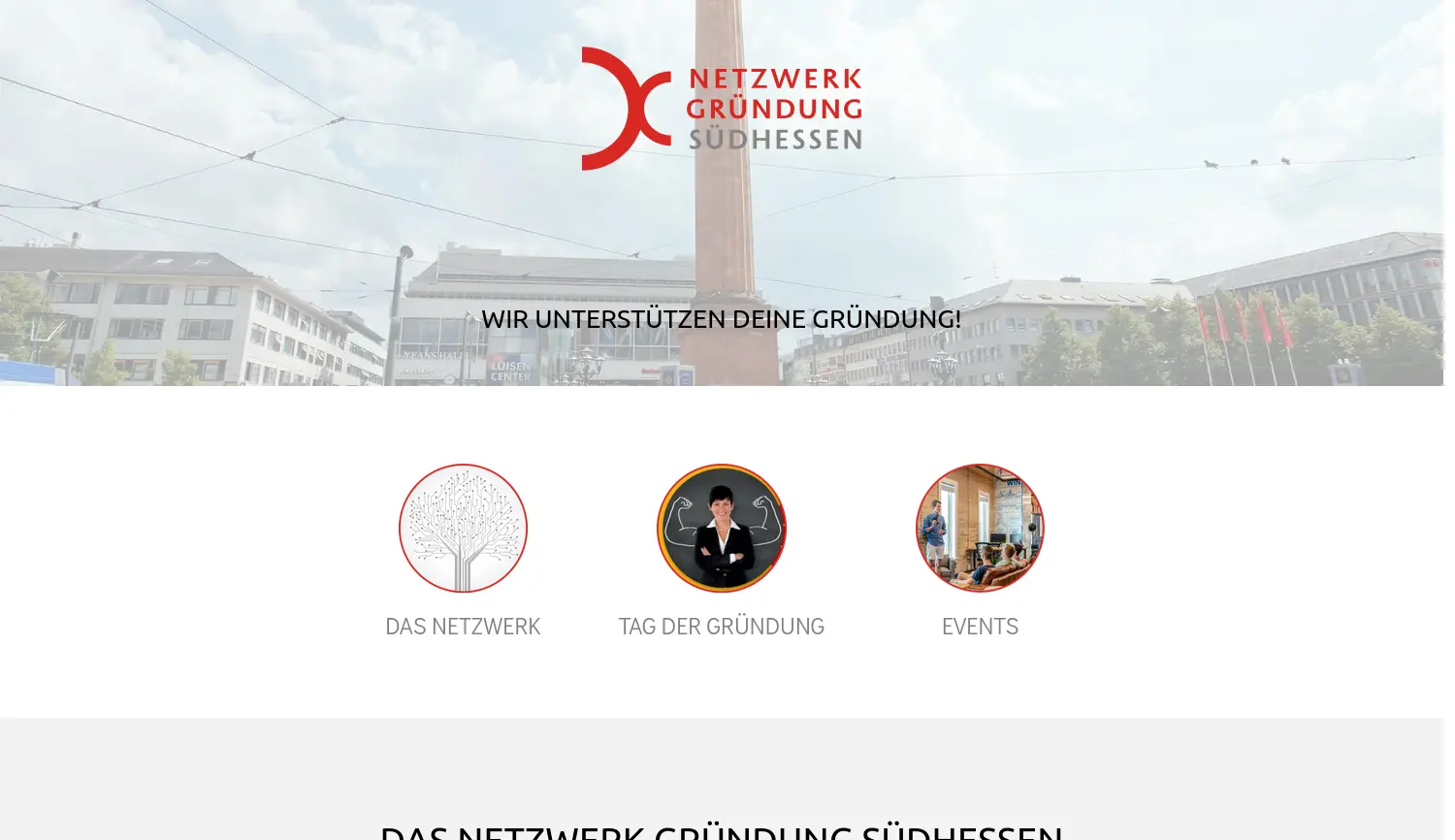 Website-Screenshot von Netzwerk Gründung Südhessen