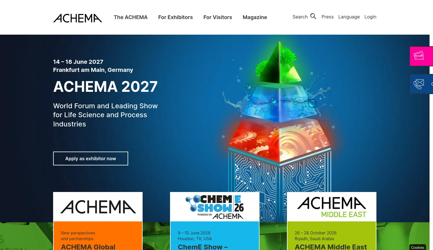 Website-Screenshot von ACHEMA