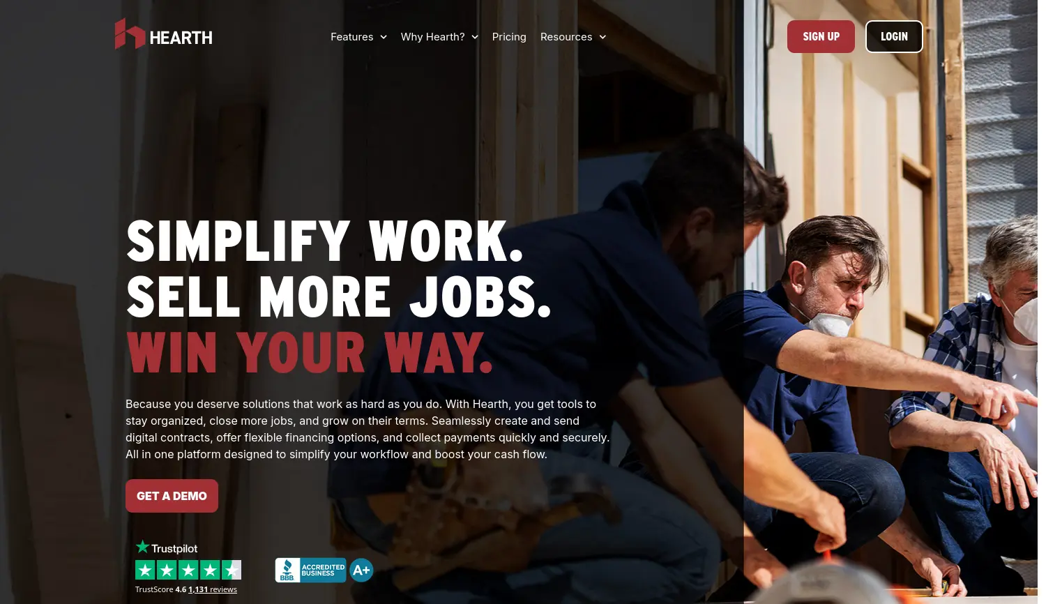 Website-Screenshot von Hearth