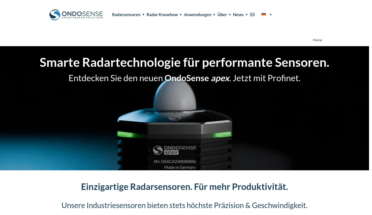 Website-Screenshot von OndoSense