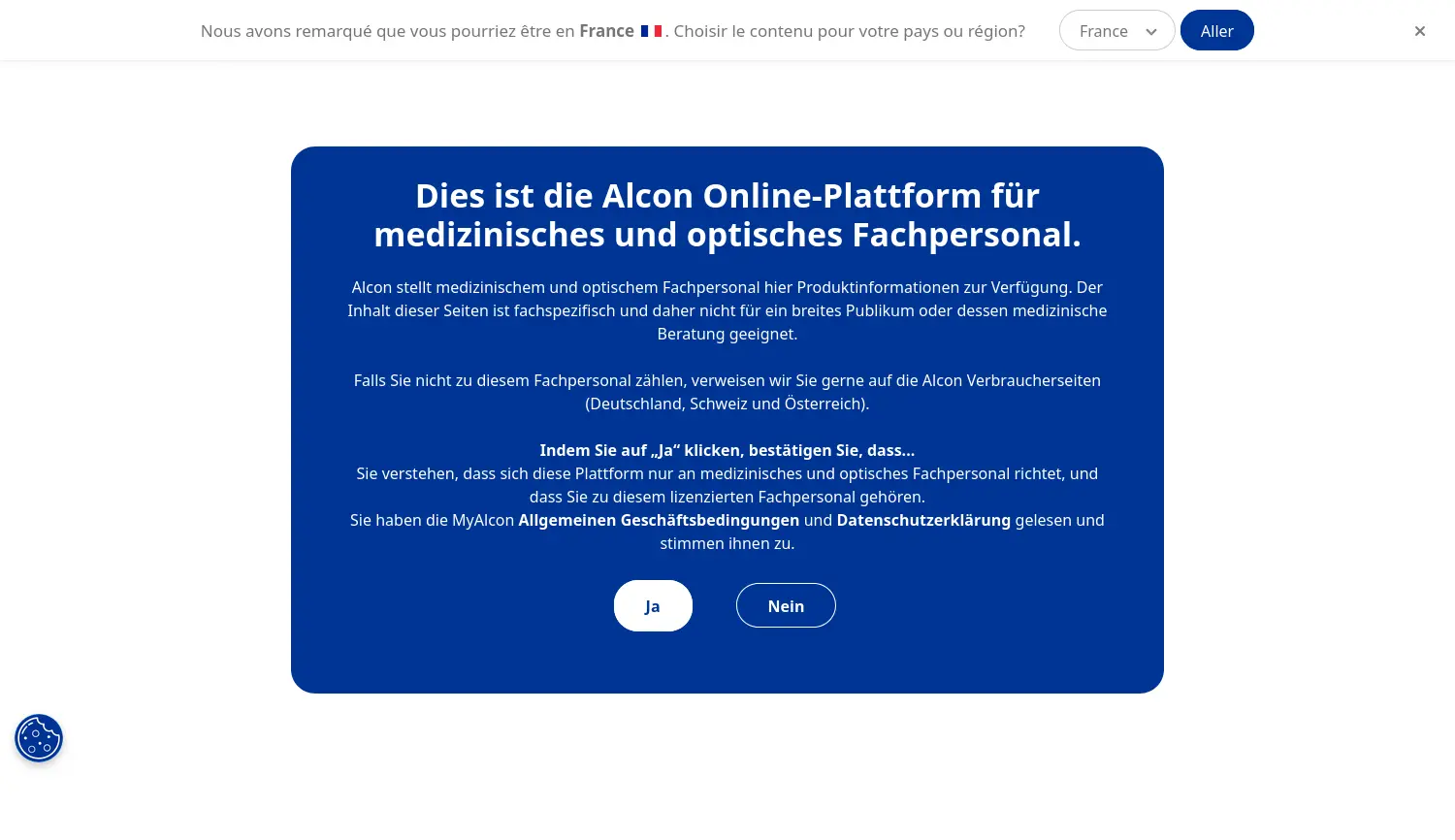 Website-Screenshot von Alcon