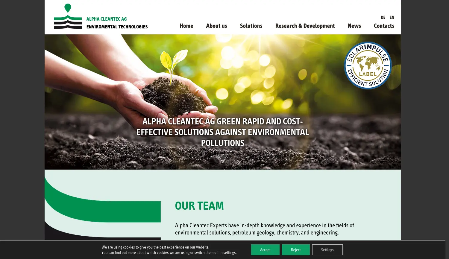 Website-Screenshot von Alpha Cleantec