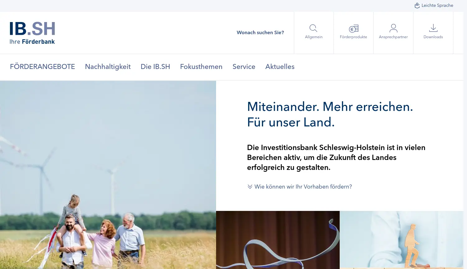 Website-Screenshot von IB.SH