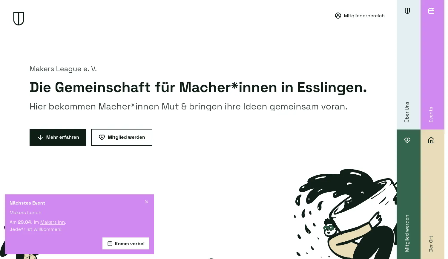 Website-Screenshot von Makers League