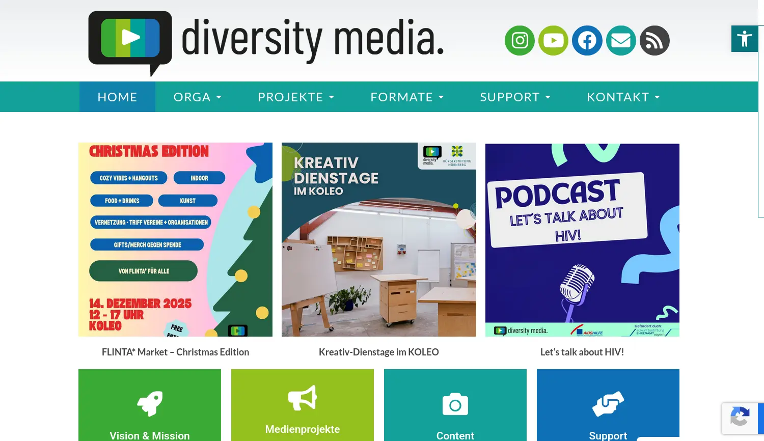 Website-Screenshot von Diversity Media