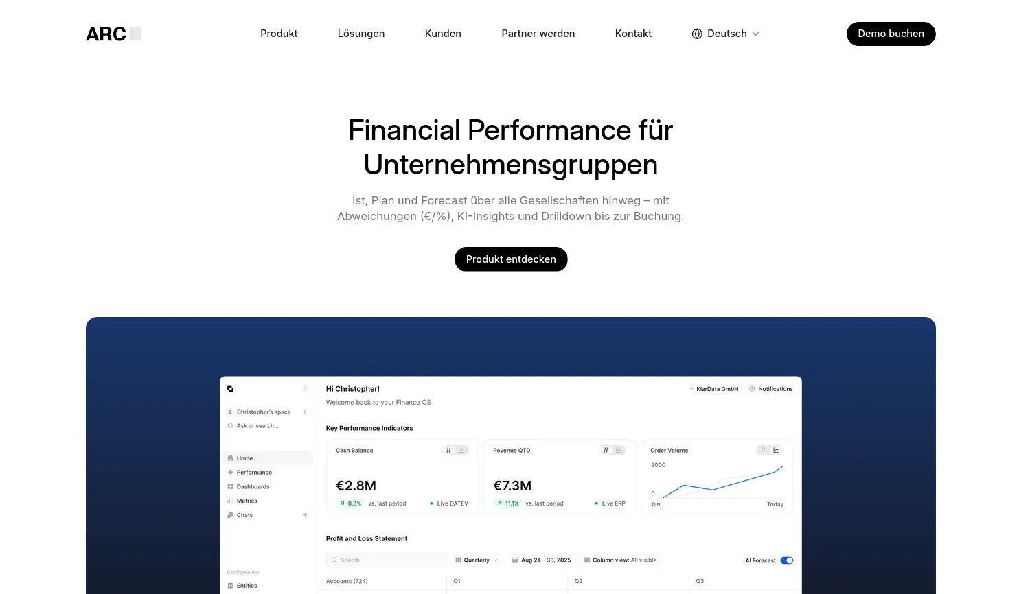 Website-Screenshot von ARC Intelligence
