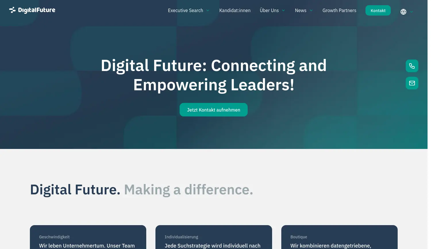 Website-Screenshot von Digital Future
