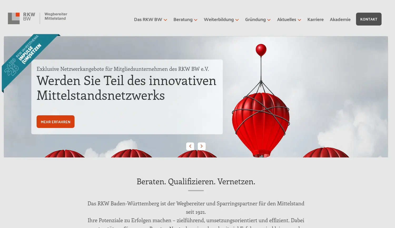 Website-Screenshot von RKW Baden-Württemberg