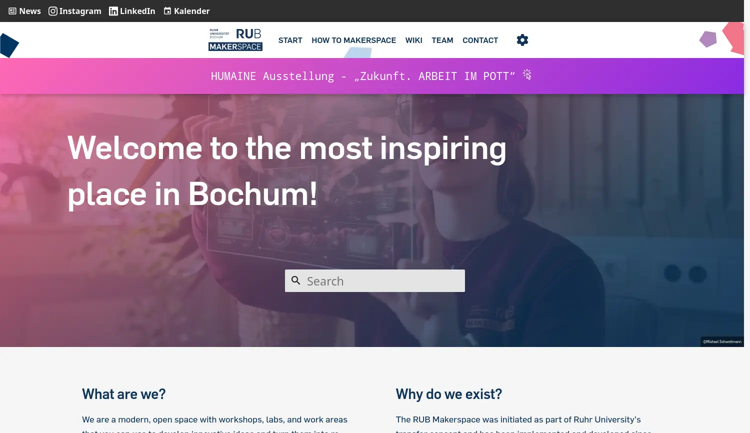 Website-Screenshot von RUB-Makerspace